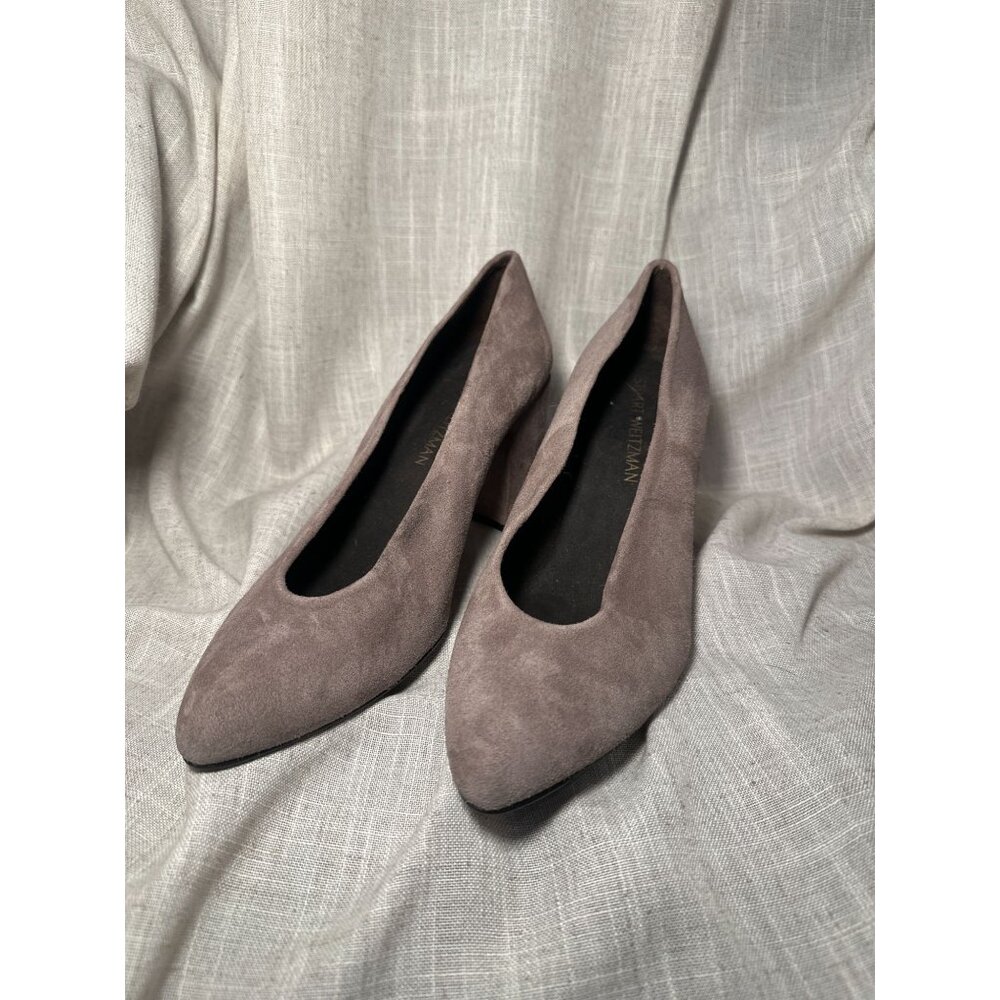 Gray Suede Stuart Weitzman Block Heels Size 9m - image 2